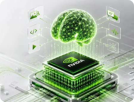 ШІ-чип NVIDIA з візуалізацією нейронної мережі